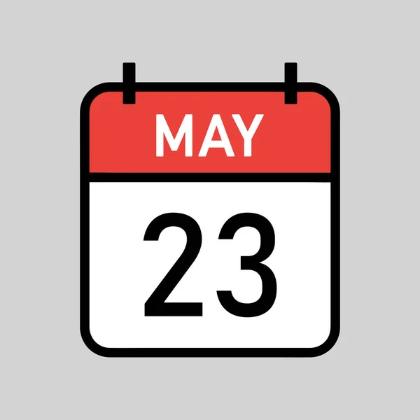 5月23日 红白相间的彩色日历页 带有黑色轮廓 日历日期简单的矢量图解 — 图库矢量图片