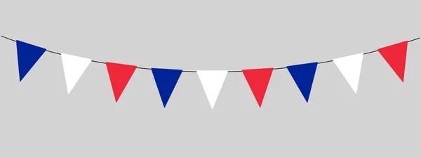 Франция Гирлянда Нитка Треугольных Флагов Вечеринки Открытом Воздухе Вымпел Векторная — стоковый вектор