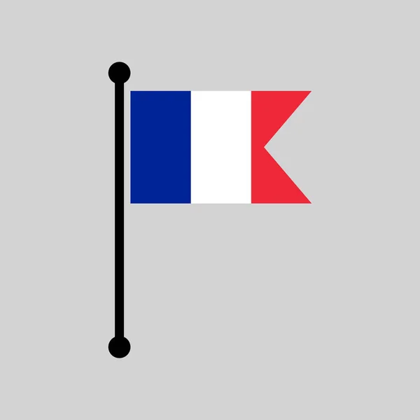Frankreich Nationalflagge Fahnenmast Kartenzeiger Layout Der Französischen Flagge Einfache Vektorillustration — Stockvektor