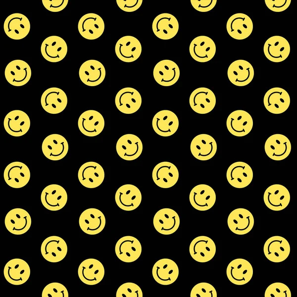 Gülümseyen Emoji Sarı Gülümseme Simgeleri Siyah Arkaplanda Izole Edilmiş Kusursuz — Stok Vektör