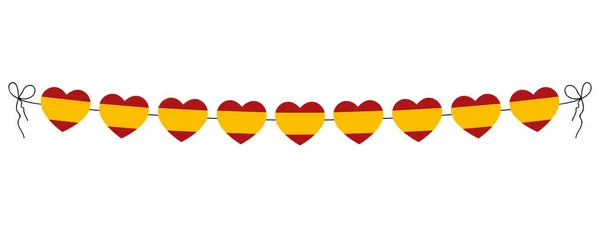 Ισπανική Εθνική Ημέρα Σημαία Της Ισπανίας Καρδιές Γιρλάντα String Hearts — Διανυσματικό Αρχείο