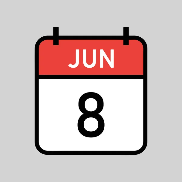 Ιουνίου Κόκκινο Και Άσπρο Χρώμα Ημερολογίου Σελίδα Μαύρο Περίγραμμα Ημερολογιακή — Διανυσματικό Αρχείο