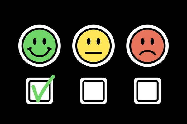 Zadowolenie Ocena Emoji Pozytywne Neutralne Negatywne Doświadczenia Wektor Ilustracja Różnych — Wektor stockowy