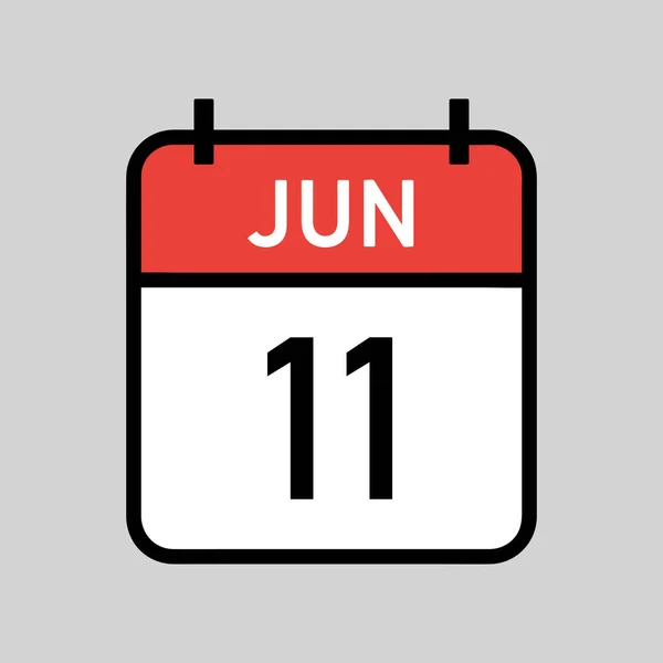 Juni Rode Witte Kleur Kalender Pagina Met Zwarte Omtrek Kalenderdatum — Stockvector