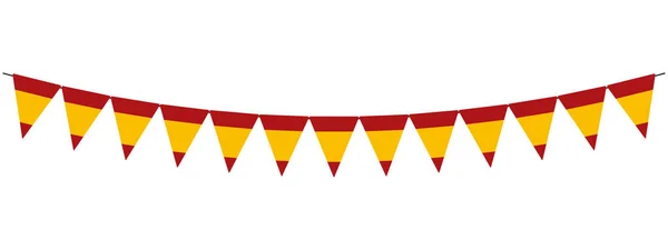 Día Nacional España Guirnaldas Banderines Rojos Amarillos Elemento Decorativo Vectorial — Vector de stock