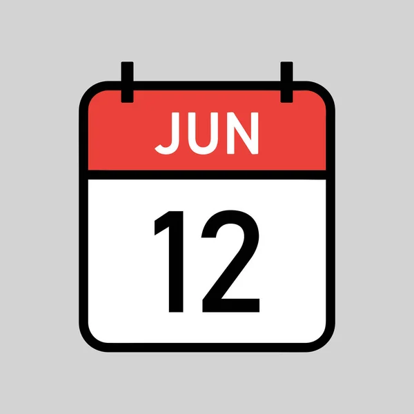 Ιουνίου Κόκκινο Και Άσπρο Χρώμα Ημερολογίου Σελίδα Μαύρο Περίγραμμα Ημερολογιακή — Διανυσματικό Αρχείο