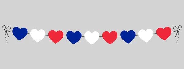 Francia Zászló Szív Koszorú String Kék Fehér Piros Szív Szabadtéri — Stock Vector