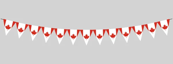 Bandeira Dia Canadá Guirlanda Bunting Corda Pendentes Triangulares Com Folha — Vetor de Stock