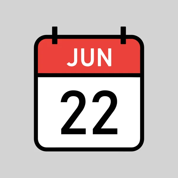 Junio Página Calendario Color Rojo Blanco Con Contorno Negro Fecha — Archivo Imágenes Vectoriales