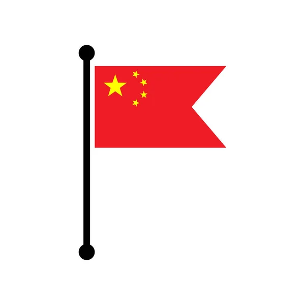 Bandeira Nacional China Mastro Bandeira Layout Ponteiro Mapa Bandeira Chinesa — Vetor de Stock