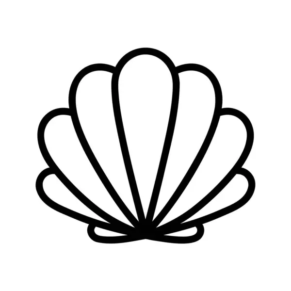 Muschelvektorsymbol Muschelperlen Logo Schwarze Linie Einfaches Symbol Muschelsymbol — Stockvektor