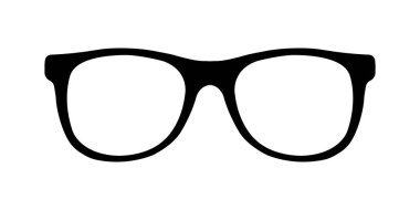 glasses simple black silhouette, optics symbol, simple vector design element clipart