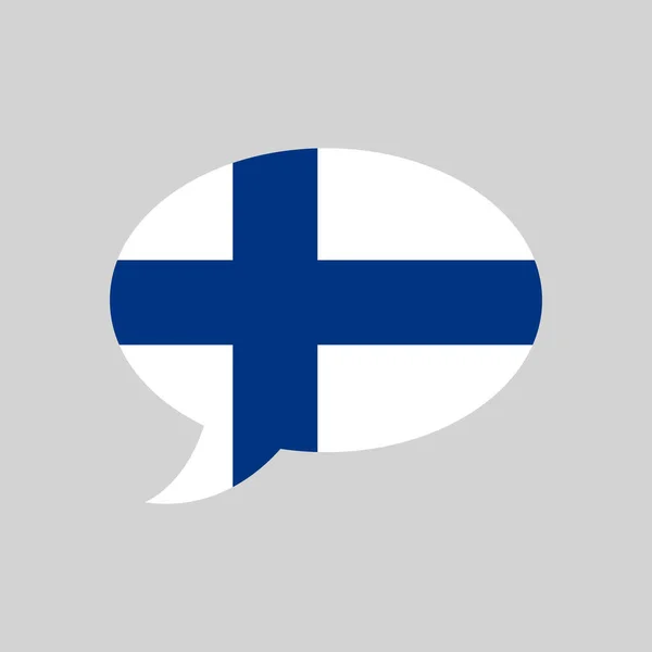 Burbuja Voz Con Bandera Finlandia Concepto Lenguaje Finlandés Elemento Diseño — Vector de stock