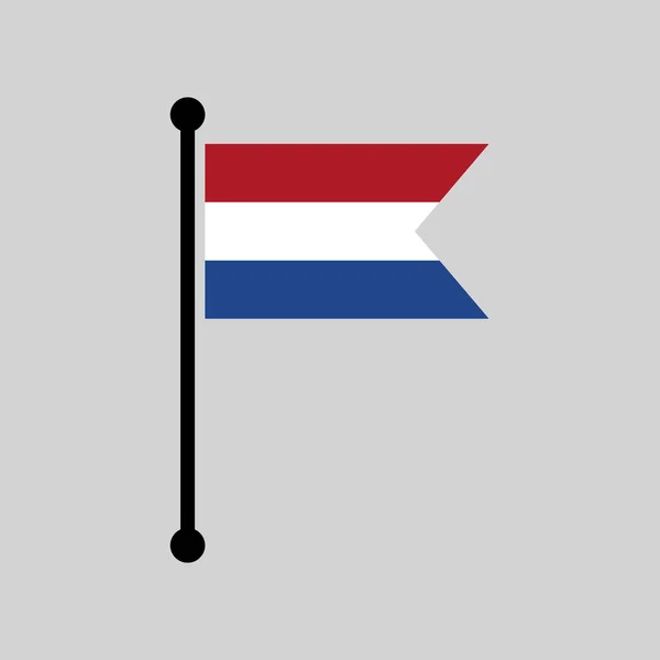 Nizozemský Vlajkový Stožár Vlajka Nizozemska Jednoduchá Vektorová Ilustrace — Stockový vektor