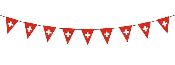 Svájci Nemzeti Nap Svájci Zászlóval Díszített Koszorú Piros Fehér Svájc — Stock Vector