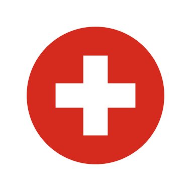 İsviçre yapımı, İsviçre ulusal bayrağı renkleri ile yuvarlak, basit daire vektör simgesi
