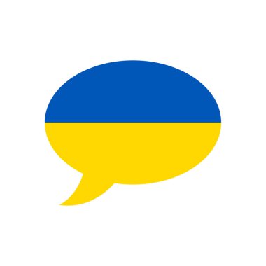 speech bubble with flag of Ukraine, ukrainian language concept, simple vector design element clipart