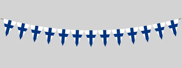 День Независимости Финляндии Гирлянда Флаг Голубого Креста Строка Треугольных Флагов — стоковый вектор