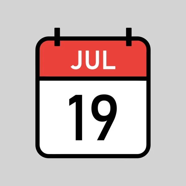 Juli Rode Witte Kleur Kalender Pagina Met Zwarte Omtrek Kalenderdatum — Stockvector