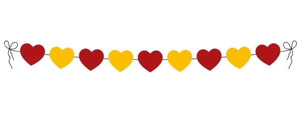 Spanischer Nationalfeiertag Girlande Der Spanischen Flagge Herzschnur Für Outdoor Party — Stockvektor