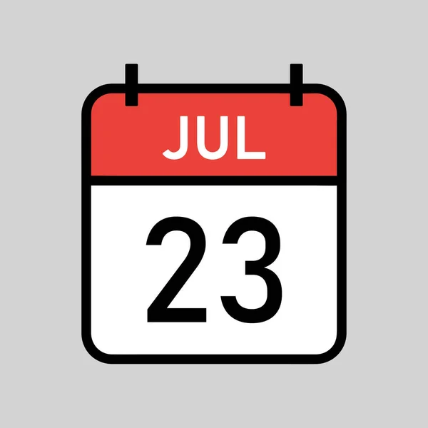 Ιουλίου Κόκκινο Και Λευκό Χρώμα Ημερολογίου Σελίδα Μαύρο Περίγραμμα Ημερολογιακή — Διανυσματικό Αρχείο