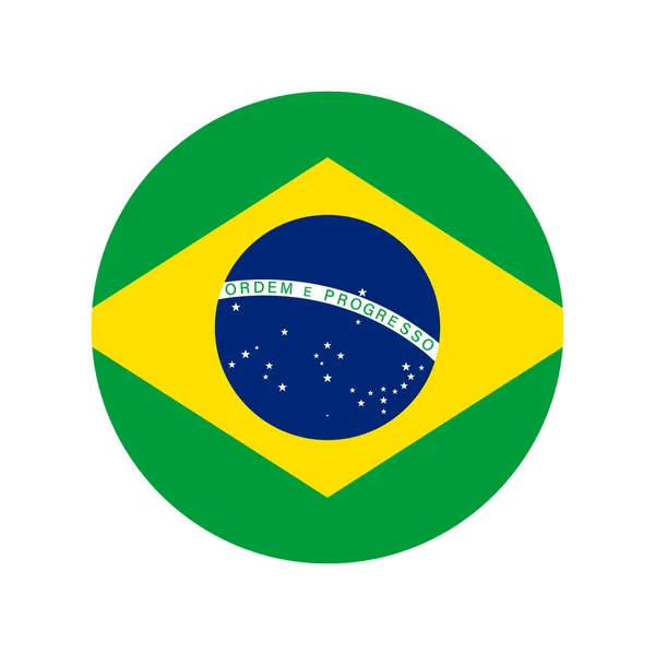 Bandera Del País Redondo Brasil Bandera Nacional Brasileña Circular Bandera — Archivo Imágenes Vectoriales