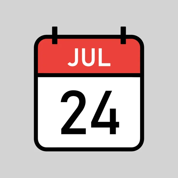 Jjuly Red White Color Calendar Page Black Outline Calendar Date — 스톡 벡터