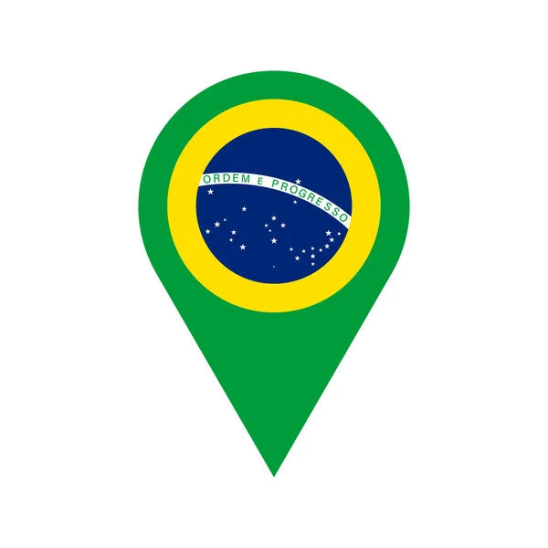 Broche Localisation Brésil Marqueur Gps Avec Couleur Drapeau National Brésilien — Image vectorielle