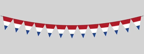 Zrywanie Girlandy Sznurek Trójkątnych Flag Imprezę Plenerową Holandia Holenderskie Święto — Wektor stockowy