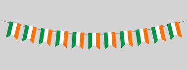İrlanda bayrağı çelengi, parti için ipte flamalar, karnaval, festival, kutlama, Aziz Patrick Günü, bunting dekoratif flamalar, panoramik vektör çizimleri