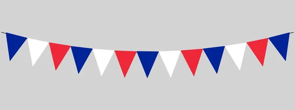 Франция Гирлянда Нитка Треугольных Флагов Вечеринки Открытом Воздухе Вымпел Векторная — стоковый вектор