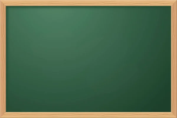 School Chalkboard Empty Template Wooden Frame Green Blackboard Vector Background — Stock Vector