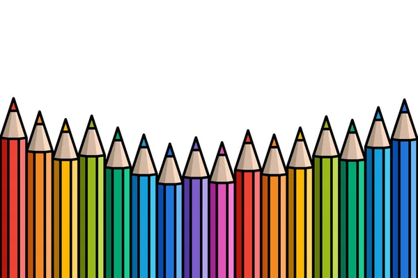 Kolorowe Ołówki Układające Się Rzędzie Dolna Linia Wykonana Ołówkami Komplet — Wektor stockowy
