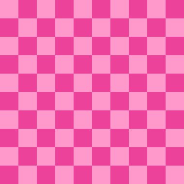 Pembe kareli tahta tekrarlanabilir arkaplan, sıcak pembe dama tahtası deseni, basit vektör illüstrasyonu