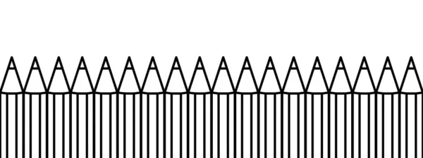 Lápices Línea Negra Colocados Fila Línea Hecha Por Puntas Lápiz — Vector de stock