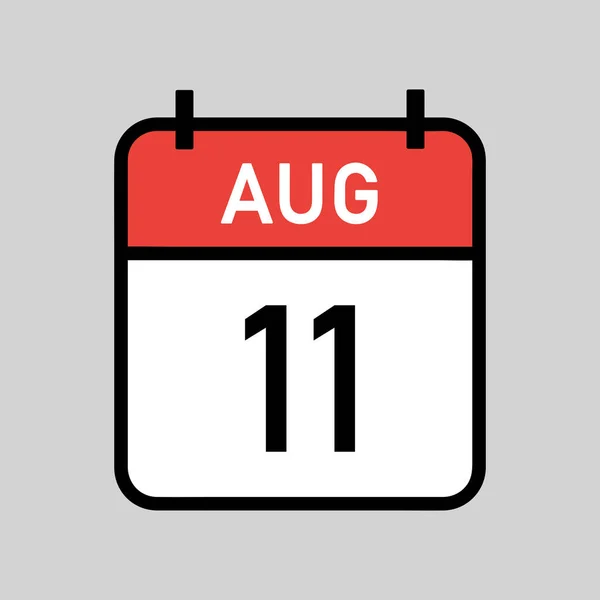 Agosto Página Calendario Color Rojo Blanco Con Contorno Negro Fecha — Vector de stock