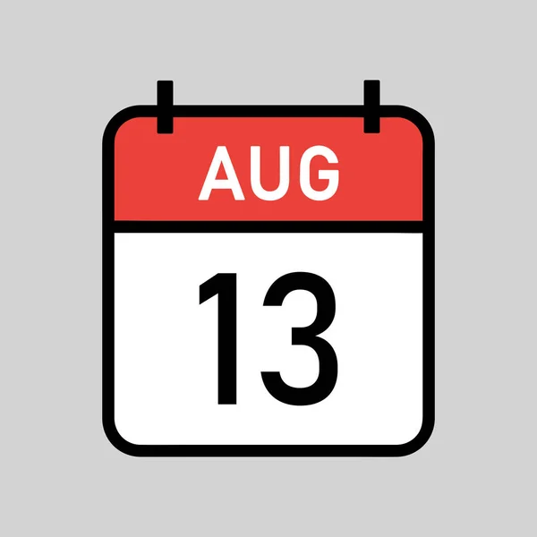 Αυγούστου Κόκκινο Και Άσπρο Χρώμα Ημερολογίου Σελίδα Μαύρο Περίγραμμα Ημερολογιακή — Διανυσματικό Αρχείο