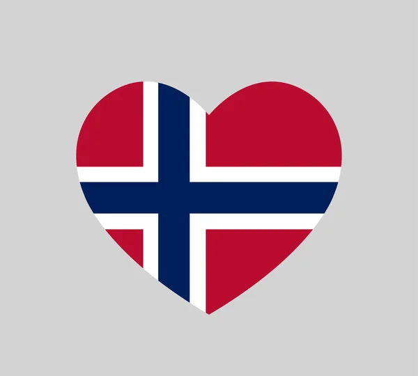 Amo Símbolo Noruega Ícone Forma Coração Com Cruz Nórdica Dia — Vetor de Stock