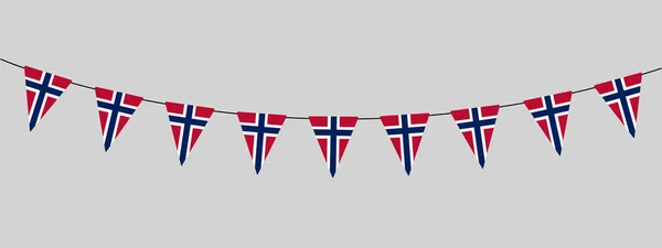 Noruega Guirnalda Bunting Cadena Banderas Triangulares Para Fiesta Aire Libre — Vector de stock