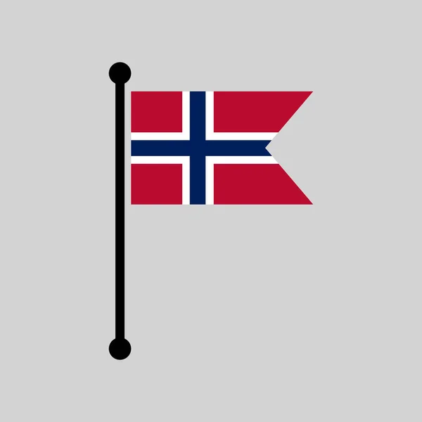 Norway Flag Flagpole Norwegian National Symbol Simple Vector Illustration — Stock Vector