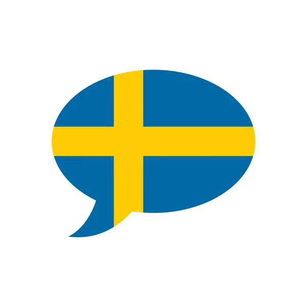 Burbuja Voz Con Bandera Suecia Concepto Idioma Sueco Elemento Diseño — Vector de stock