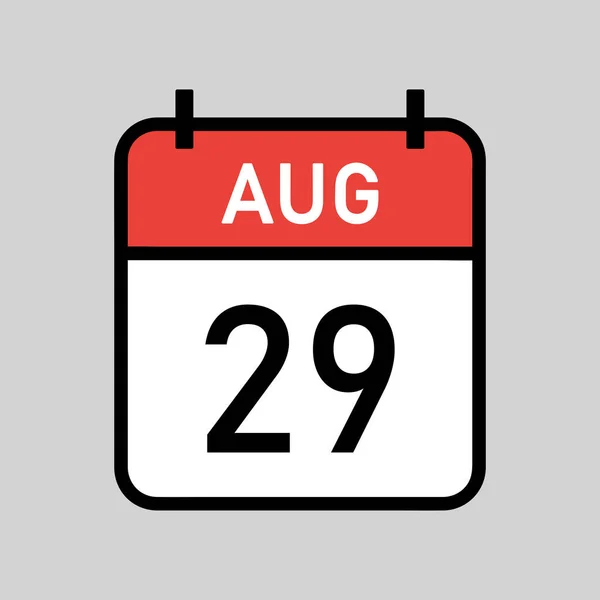 Αυγούστου Κόκκινο Και Άσπρο Χρώμα Ημερολογίου Σελίδα Μαύρο Περίγραμμα Ημερολογιακή — Διανυσματικό Αρχείο
