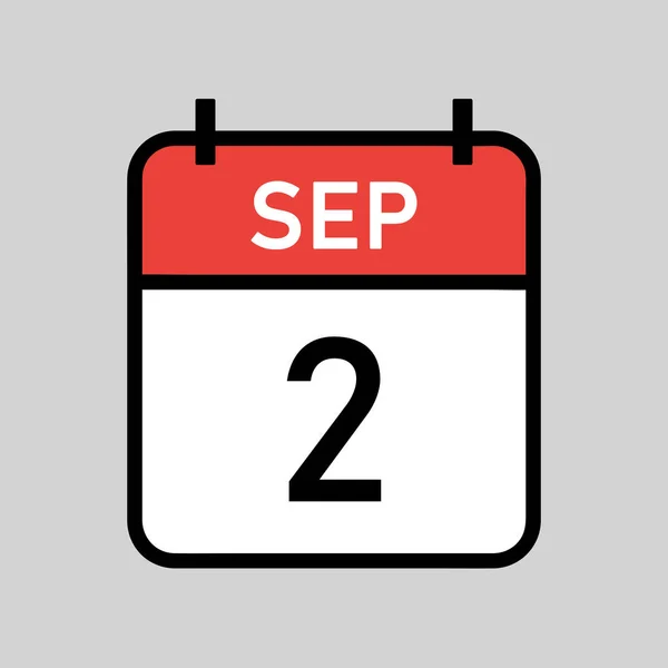 Setembro Página Calendário Cor Vermelha Branca Com Contorno Preto Data —  Vetores de Stock