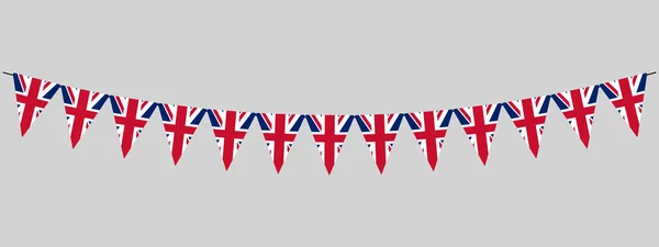 Great Britain Bunting Garland Pennants String Triangular Flags Panoramic Vector — Stock Vector