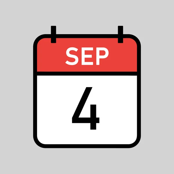 Setembro Página Calendário Cor Vermelha Branca Com Contorno Preto Data —  Vetores de Stock