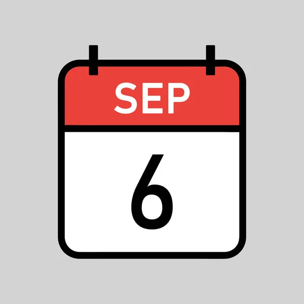 Сентября Красно Белый Календарь Страницы Черным Контуром Календарь Даты Простой — стоковый вектор