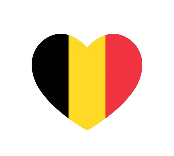 ベルギーのシンボル ハートの形 ベルギーの旗 シンプルなベクターのアイコン — ストックベクタ