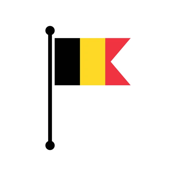 旗杆上的比利时国旗 比利时国旗地图指针布局 简单的矢量图解 — 图库矢量图片