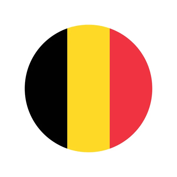Ícone Vetor Bandeira Bélgica Arredondado Isolado Botão Bandeira Bélgica — Vetor de Stock