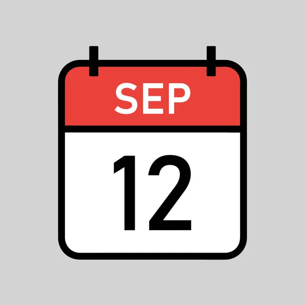 Σεπτεμβρίου Κόκκινο Και Λευκό Χρώμα Ημερολογίου Σελίδα Μαύρο Περίγραμμα Ημερομηνία — Διανυσματικό Αρχείο